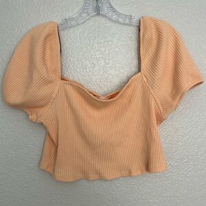 H&M Pastel Orange Ribbed Crop Top